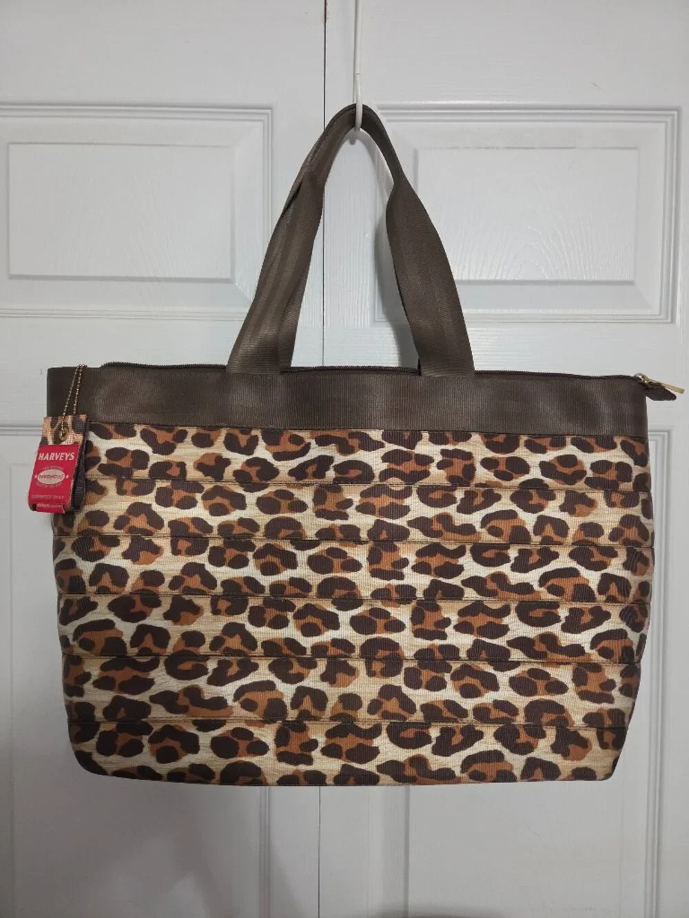 Harveys Seatbelt Leopard Print Large Boat Tote Bag